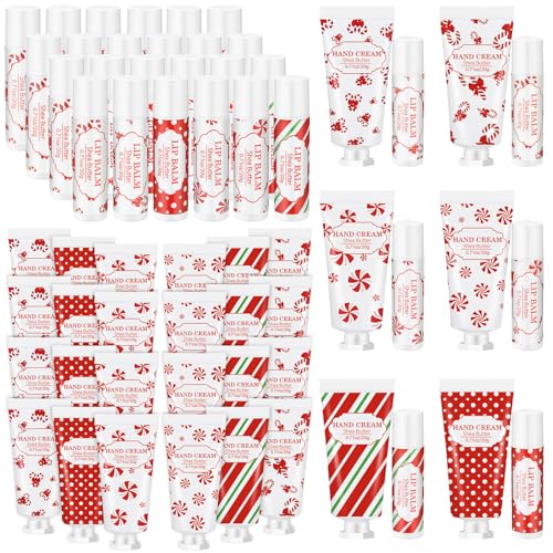 Christmas Hand Cream and Lip Balm Gift Set - 36 Pieces, Festive Scents & Designs, Bulk Holiday Pack