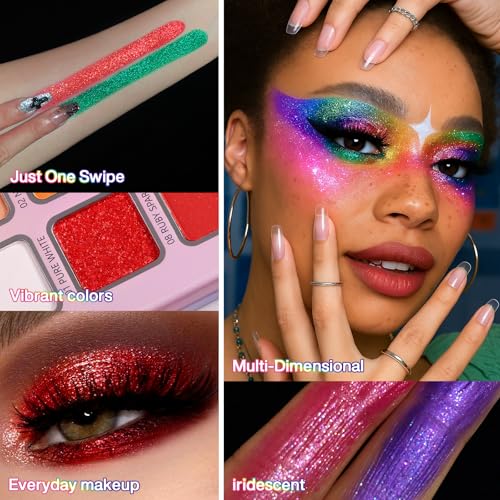 28 Colorful Rainbow Eyeshadow Palette - Neon Metallic Matte Makeup for Creative Looks