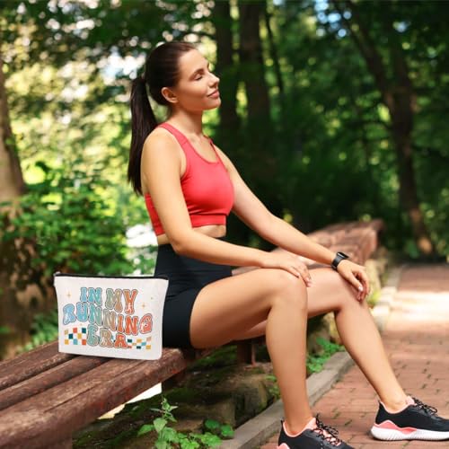 Running Accessories for Women, 4 Pcs Runner Makeup Bag Gifts Set, Cross Country Running Essentials, Track and Field Pouch, Marathon Gifts for Runners Women, Sports Cosmetic Bag