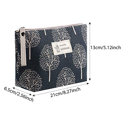 8 Pack Canvas Cosmetic Bags with Zipper for Makeup Storage & Travel