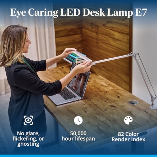 Black Clamp Desk Lamp with 3 Color Modes Dimmable Architect Light