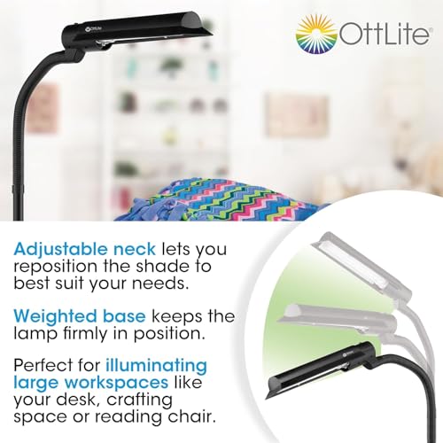 OttLite Large Black WingShade Floor Lamp for Crafts & Office Work