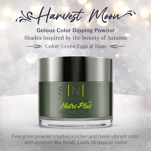 SNS Nail Dip Powder, Gelous Color Dipping Powder - Green Eggs & Ham (Green) - Long-Lasting Dip Nail Color Lasts 14 Days - Low-Odor & No UV Lamp Required - .5 Oz