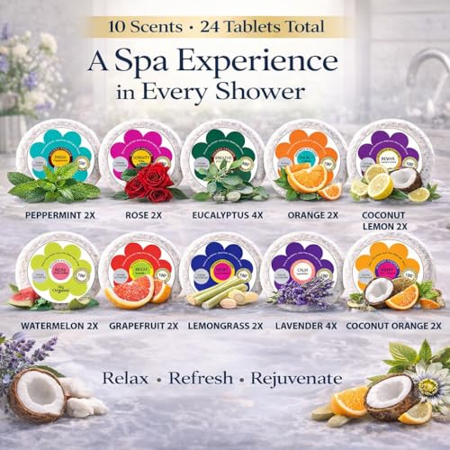 24 Shower Steamers Aromatherapy Gift Set - Organic Spa Shower Bombs for Women