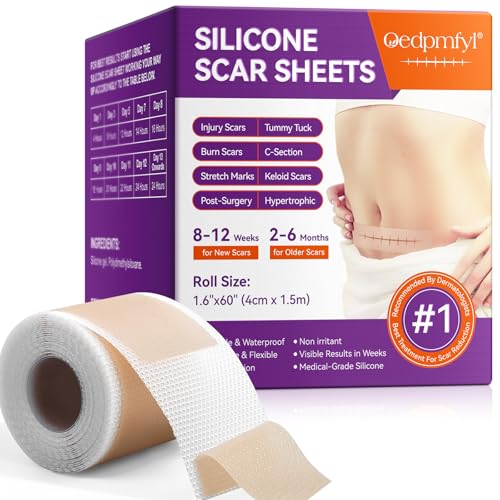 Silicone Scar Sheets, Silicone Sheets for Scars, Silicone Scar Tape for Surgical Scars, Medical Grade Scar Tape for Acne Scar Treatment, Stretch Marks, Tummy Tuck (1.6¡±x 60¡±), Roll-1.5M