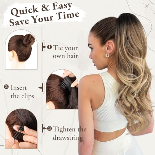 Drawstring Curly Ponytail Extension 26 Inch Natural Synthetic Hair for Daily Wear - RT4/12/613