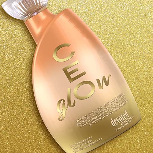 Devoted Creations CEglOw Dark Tanning Lotion - Vitamin C Infused Glowing Serum Promotes a Luminous Complexion Ultra-Hydrating Hyaluronic Acid & Nutrient Rich Niacinamide - 13.5 oz.