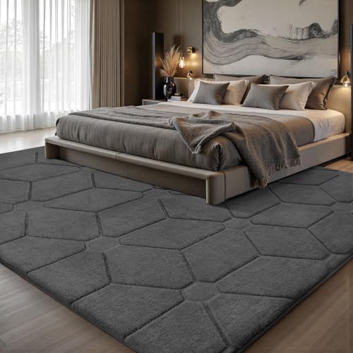 Dark Grey 6x9 Area Rug for Living Room & Bedroom - Soft Non-Slip Carpet