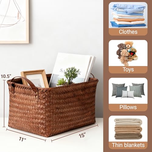 Brown 6-Piece Wicker Laundry Baskets Set - Durable Recycled Plastic Storage
