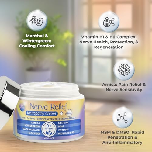 Neuropathy Nerve Cream for Feet & Legs – MSM, Arnica, Alpha Lipoic, Cooling Effect