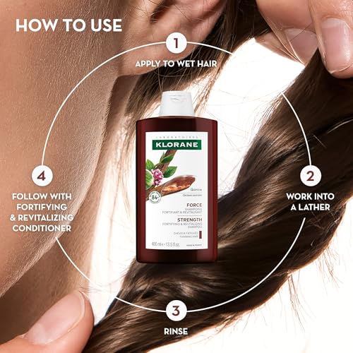 Klorane Strengthening Shampoo with Quinine 13.5 Fl Oz - Hair Thickening & Hair Loss Support - Pack of 1