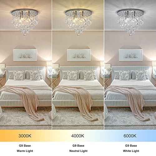 NSRCE 14 Inch Modern Crystal Flush Mount Ceiling Light Fixture for Bedroom & Dining