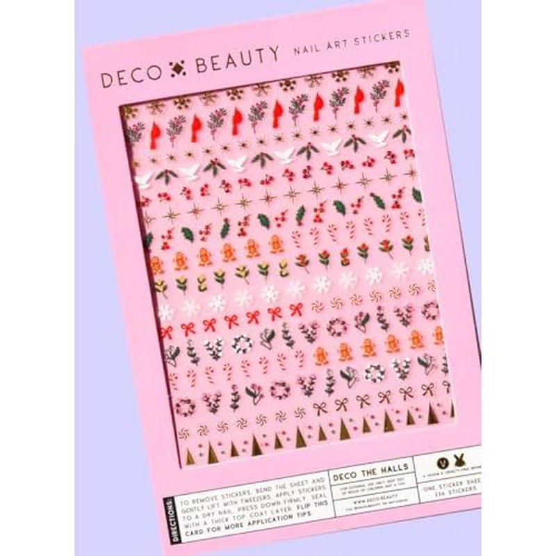 Deco Beauty Deco The Halls- Super Thin & Easy-to-Apply Nail Art with the Cutest Designs - Durable & Long-Lasting Nail Art Stickers and Decals for Women, for DIY At-Home Manicures & Salon-Quality Nails