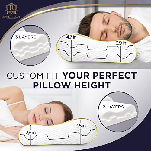 Queen Memory Foam Cervical Pillow for Neck Pain Relief 24x14x5 Inches - Contour Support