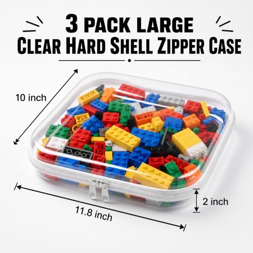 3 Pack Large Clear Hard Shell Zipper Diaper Bag Organizer - 10x12 Inches