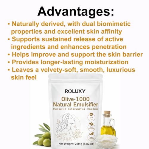 Olive-1000 Emulsifying Wax 250g for DIY Skincare & Haircare - PEG-Free, Self-Emulsifying