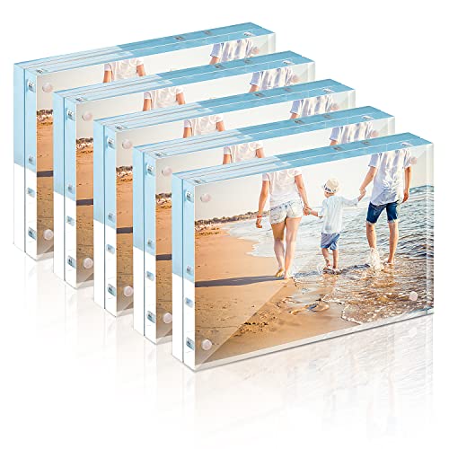 TWING 8x10 Acrylic Picture Frame Set - 5 Pack, Thicker Frameless Clear Displays