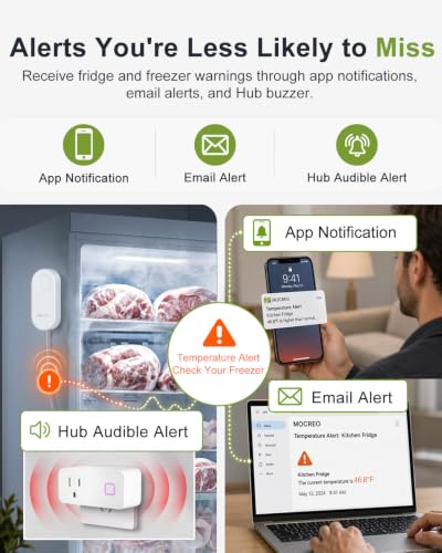 WiFi Freezer Thermometer with Hub & 2 Sensors - Remote Temperature Monitoring