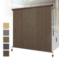 Outdoor Roller Shades 6' W x 8' H Splicing Design Cordless Patio Blinds - Mocha