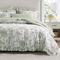 Queen Floral Comforter Set with Sheets - Reversible Shabby Chic Bedding, 7 Pieces - Green