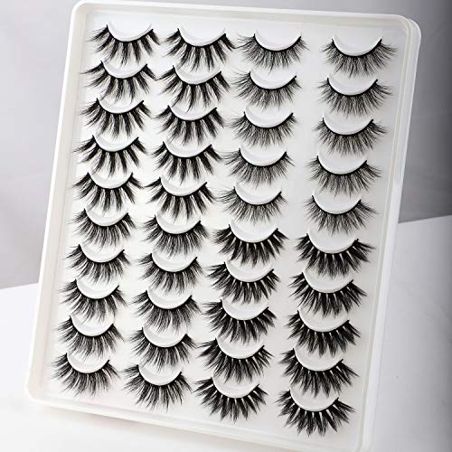 Newcally Faux Mink Lashes Pack 20 Pairs Wholesale False Eyelashes Dramatic Long Wispy Fake Eye Lashes Bulk