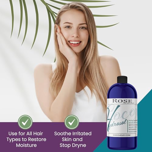 32 oz Rose Water Hydrosol Facial Mist with Glycerin Aloe Vitamin C Witch Hazel - Natural Vegan