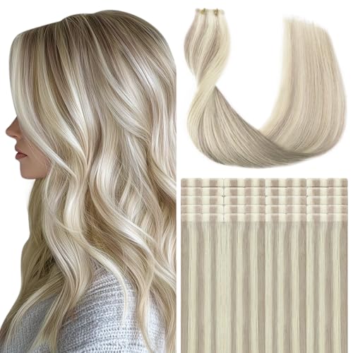 Ash Blonde Tape-In Hair Extensions - 22 Inch, 20 Pieces, 50g - Variation #18P60