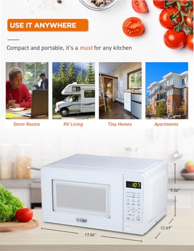 Countertop Microwave Oven 0.7 Cu Ft White, 700W Digital Control & Safety Lock