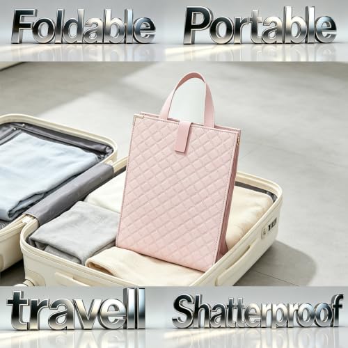 Travel Foldable Full Length Mirror - Portable Shatterproof 2-in-1 Makeup & Full-Body Reflector