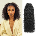 Natural Color Pixie Curly Human Hair Bundles 14 Inch Water Wave Textured Extensions - Black Women