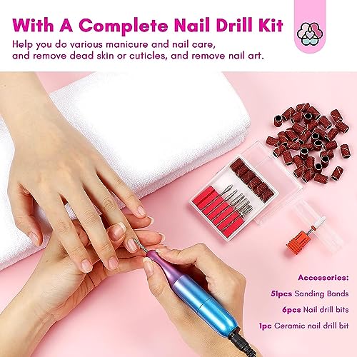 Saviland 60PCS Dip Nails Powder Starter Kit with Drill, Dip Powder Liquid Set for Beginners Proffessional