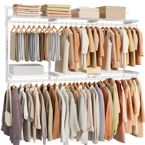 SONGMICS HOME 3-Tier Closet Organizer System for 4-8 ft Wide Closets