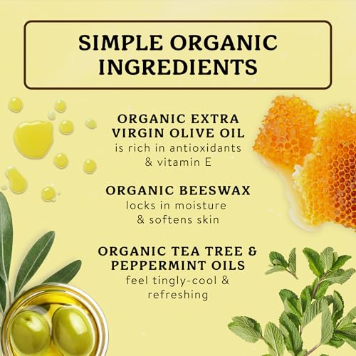 Organic Foot Balm for Cracked Heels - Peppermint & Tea Tree, 2 oz Tin, 2-Pack