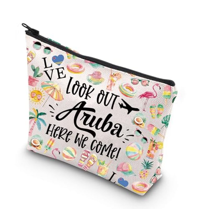 JNIAP Aruba Makeup Bag Aruba Trip Gifts Aruba Vocation Gifts Aruba Travel Bag Aruba Souvenir Aruba Toiletry Bag (Look Out Aruba)