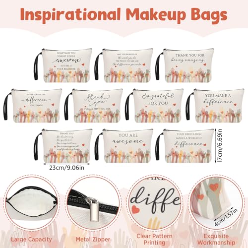 20 Pcs Inspirational Makeup Bags for Women - Appreciation Gift Bulk - Volunteer & Teacher Appreciation