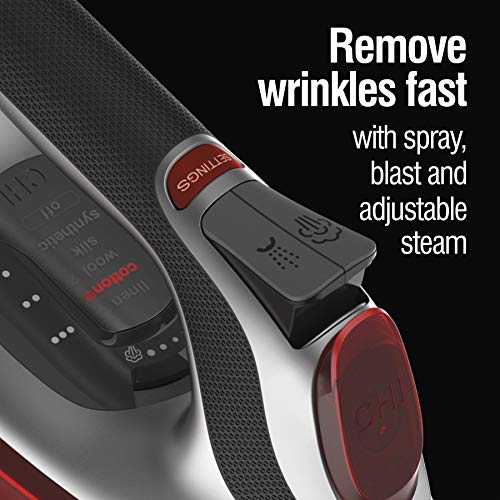 CHI Steam Iron for Clothes 1700W with Electronic Temp Control & XL 10" Cord