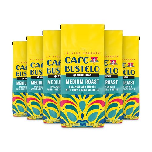 Medium Roast Whole Bean Coffee - Pack of 6, 10 oz Bags - Café Bustelo