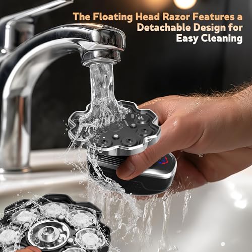 Electric Razor for Men Black - 5-in-1 Wet & Dry Head Shaver with 9D Floating Head