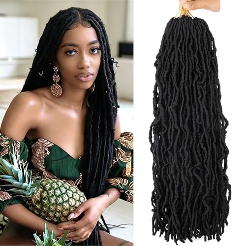 Layashow 24in Soft Locs Crochet Hair Pre-Looped 8 Packs 1B (Pack of 8, 24 Inch)