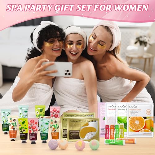128-Piece Girls Spa Party Supplies Set with Masks, Lip Balm, Foot Bombs & More