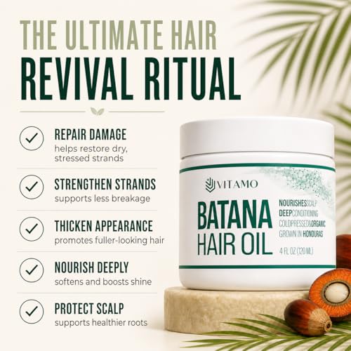 Organic Batana Hair Growth Oil for Thinning & Damaged Hair - Cold Pressed, Natural Scalp & Hair Treatment