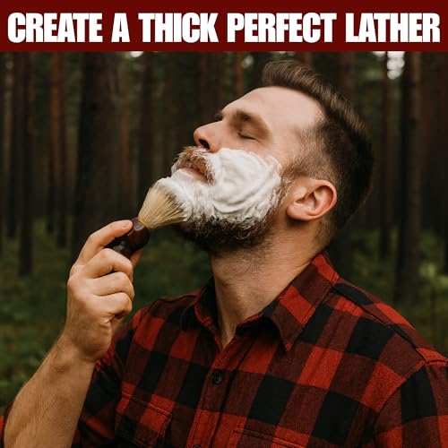 G.B.S GENTS Classic Wooden Shaving Set - Includes Brush, Stand & Soap Bowl (4-piece)