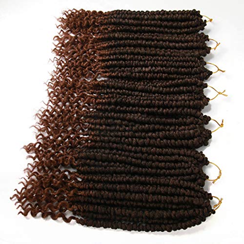 TOBBST 14 Inch Crochet Braids Hair Curly Spring Twist for Black Women - Black Mix Brown (1B/30#) - 8pcs