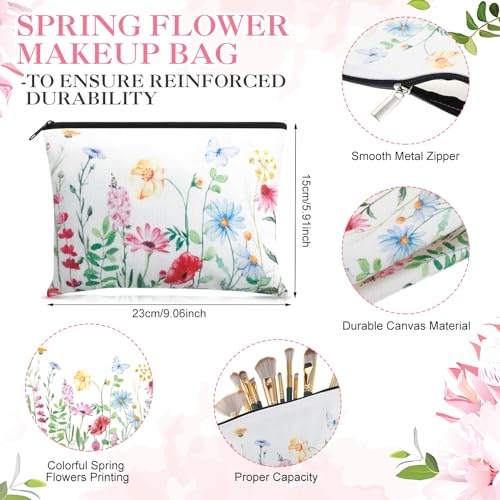 Hosuly 3 Pcs Floral Canvas Tote Bag Vintage Flower Makeup Pouch Wildflower Travel Tumbler for Women Teacher Birthday Wedding