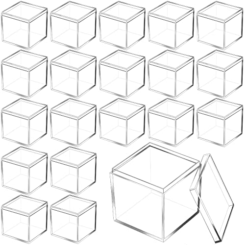 150 Pcs Clear Acrylic Box with Lid Square Mini Gift Containers – 5.5x5.5x5.5 cm, Tuanse