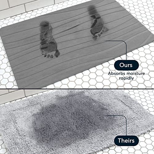 Stone Bath Mat for Bathroom Dries in Seconds - Diatomaceous Earth, Gray - Variation of THIS listing