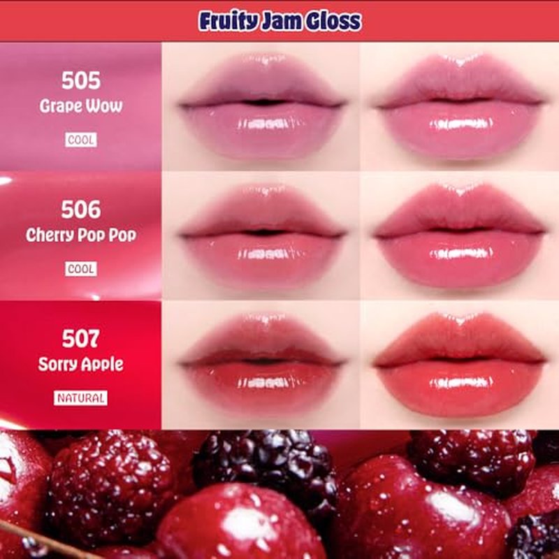 Fruity Jam Gloss (502 Figgy Day) Watery Glass Lip Tint, High Shine, Non-Sticky, Jelly Glaze, Buildable Long-Lasting Lip Stain, Hydrating Lightweight, Vivid Glassy Korean Makeup