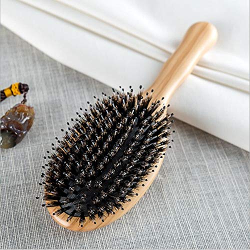 Olive Wood Wild Boar Bristle Hairbrush for Styling & Detangling, Gift Box Included