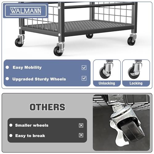 Garden Tool Organizer with Wheels - Black 22.75 Inch Rake & Shovel Stand