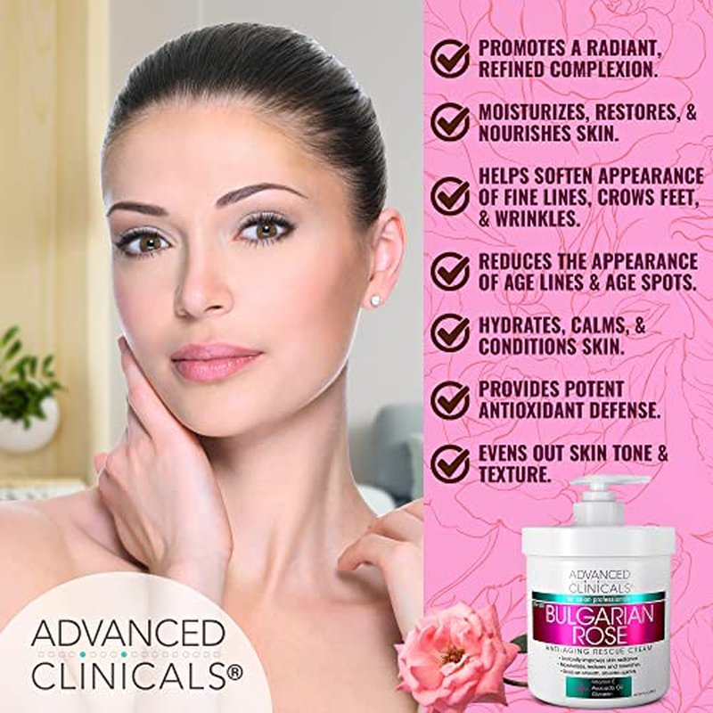 Advanced Clinicals Bulgarian Rose Anti Aging Cream + Retinol Firming Cream Set